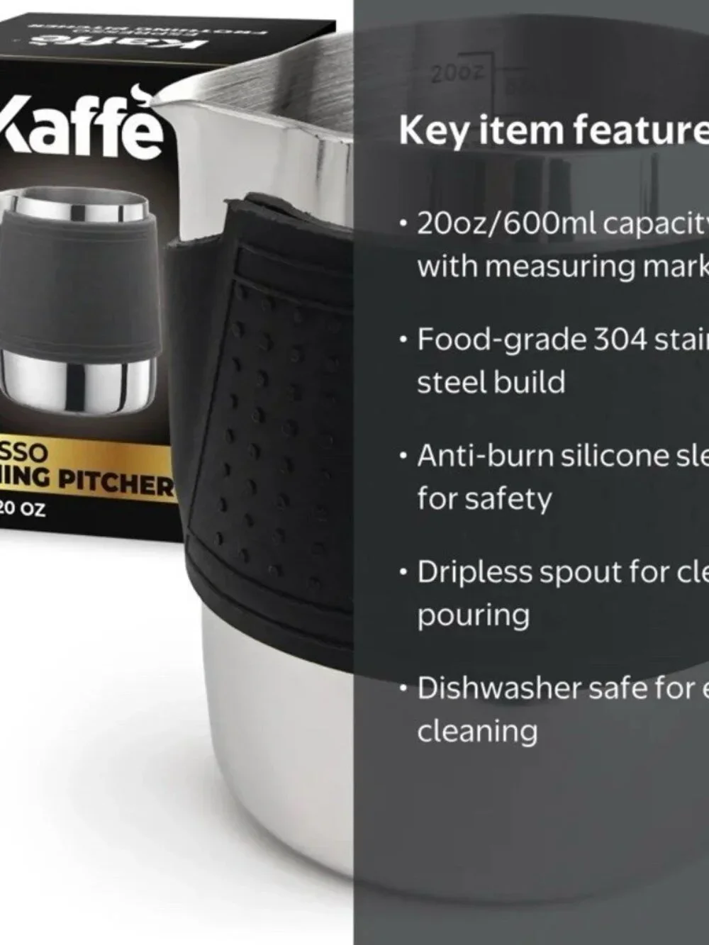 Stainless Steel With Silicone Anti Burn Sleeve Milk Frother Pitcher